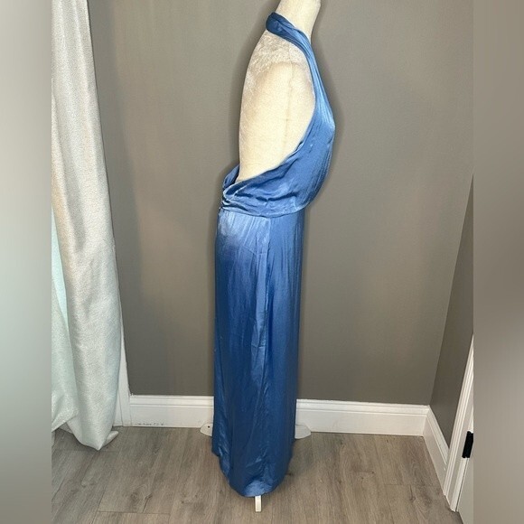 ZARA Bloggers favorite Halter blue Midi Dress Size XL - Picture 10 of 13